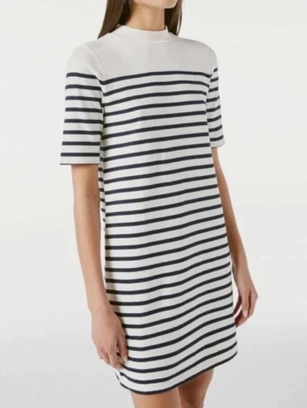 FRAME 70's Cream Stripe Organic Cotton Sweater Mariner Dress  - Size - Large